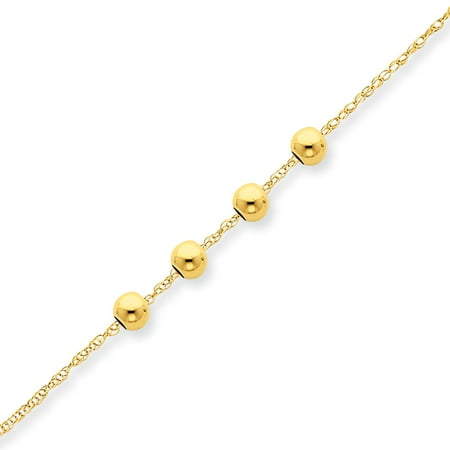 14k Gold Rose Beads - 14k Yellow Gold 4 4mm Bead Chain Necklace Pendant Charm Station