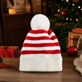 thumbnail image 5 of Voska Kid's Green Red Striped Christmas Beanie Hat Winter Warm Stretchy Knit Ear Cover Cap Unisex Boys Girls Holiday Daily B, 5 of 6