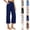 #01 Navy, variant on Linen Capri Pants for Women Wide Leg Capris Pant Summer Boho Dressy Casual Elastic Waist Beach Trousers with Pockets , #01 Black, XL