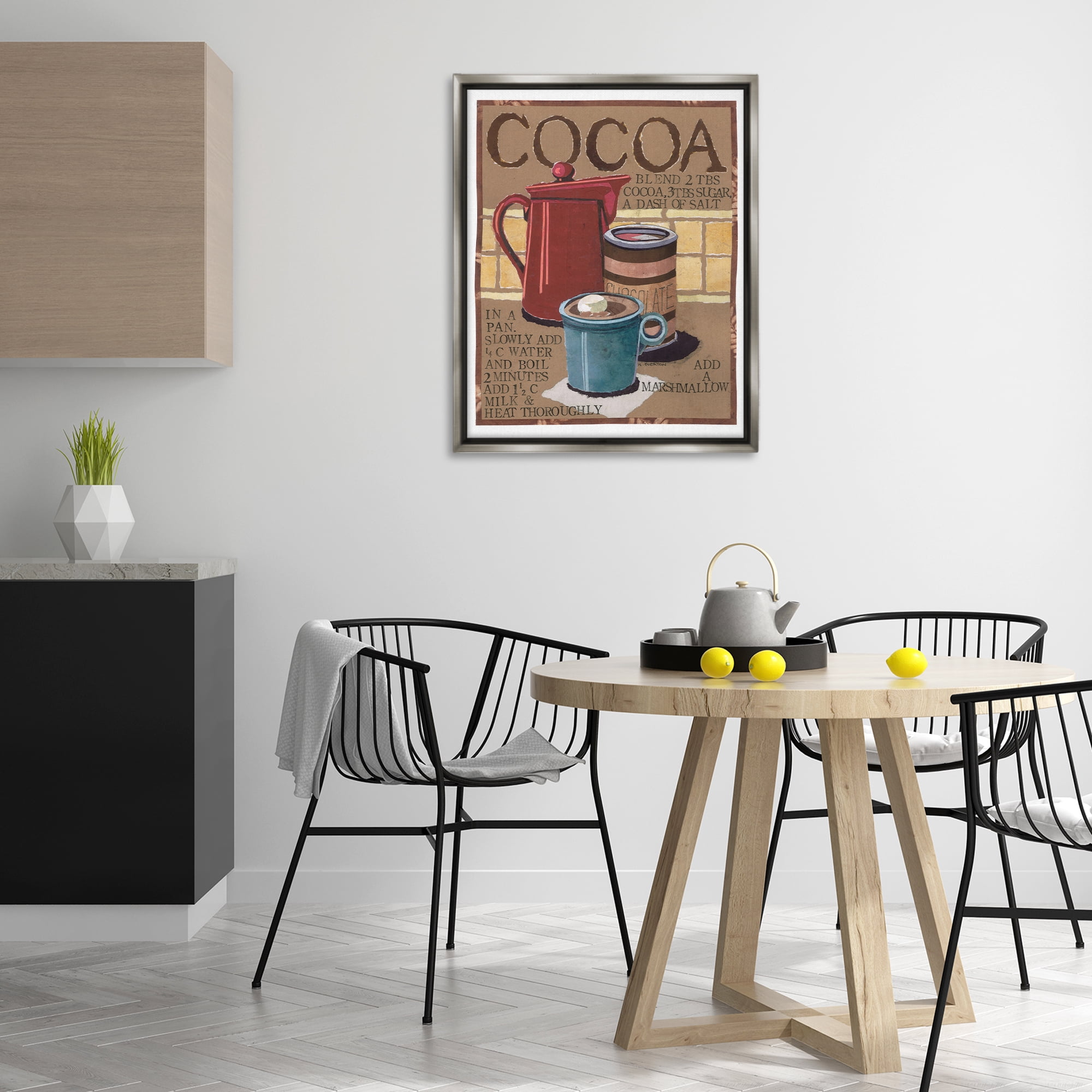 Stupell Industries Hot Cocoa Recipe Food & Beverage Painting Gray Floater Framed Art Print Wall Art, 25 x 31