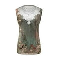 thumbnail image 4 of JINMGG Women Fashion Summer Sexy Fold Printed Regular Lace Sleeveless V Neck Button Top Army Green XXXXL, 4 of 5