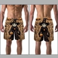 thumbnail image 3 of luoweisi Men's Beach Shorts Quick Dry Swim Trunks with Mesh Lining Halloween Scarecrow L, 3 of 5