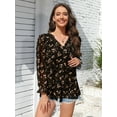 thumbnail image 3 of Siliteelon Boho Floral Blouses for Women Long Sleeve V Neck Chiffon Flowy Shirts Loose Fit, 3 of 6