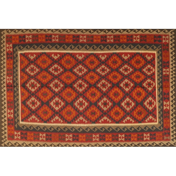 Ahgly Company Indoor Rectangle Contemporary Light Brown Oriental Area Rugs, 3' x 5'