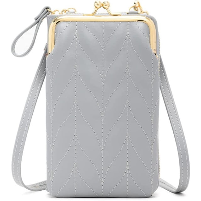 LHSHID Women’s PU Leather Kiss Lock Shoulder Bag Retro Crossbody Coin Purse with Adjustable Straps Small Phone Bag for Work
