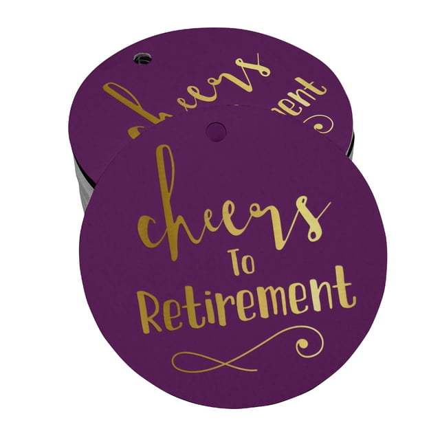 Inkdotpot Cheers To Retirement Bottle Tag Real Gold Foil Favor Hang Tags Pack Of 50