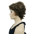 thumbnail image 3 of Women's Short Curly Wavy Wig Synthetic Hair Full Wig for Daily Use, 6 inches, Brown with Highlights, 3 of 9