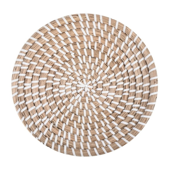 Unique Bargains Hanging Woven Basket for Wall Decor Rattan Flat Basket, Decorative Round Wall Basket (20cm - Style J)