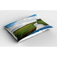 thumbnail image 2 of Ambesonne Nature Pillow Sham 2 Pack, Calm River Meadow Trees, 26"x20", Green Blue White, 2 of 3