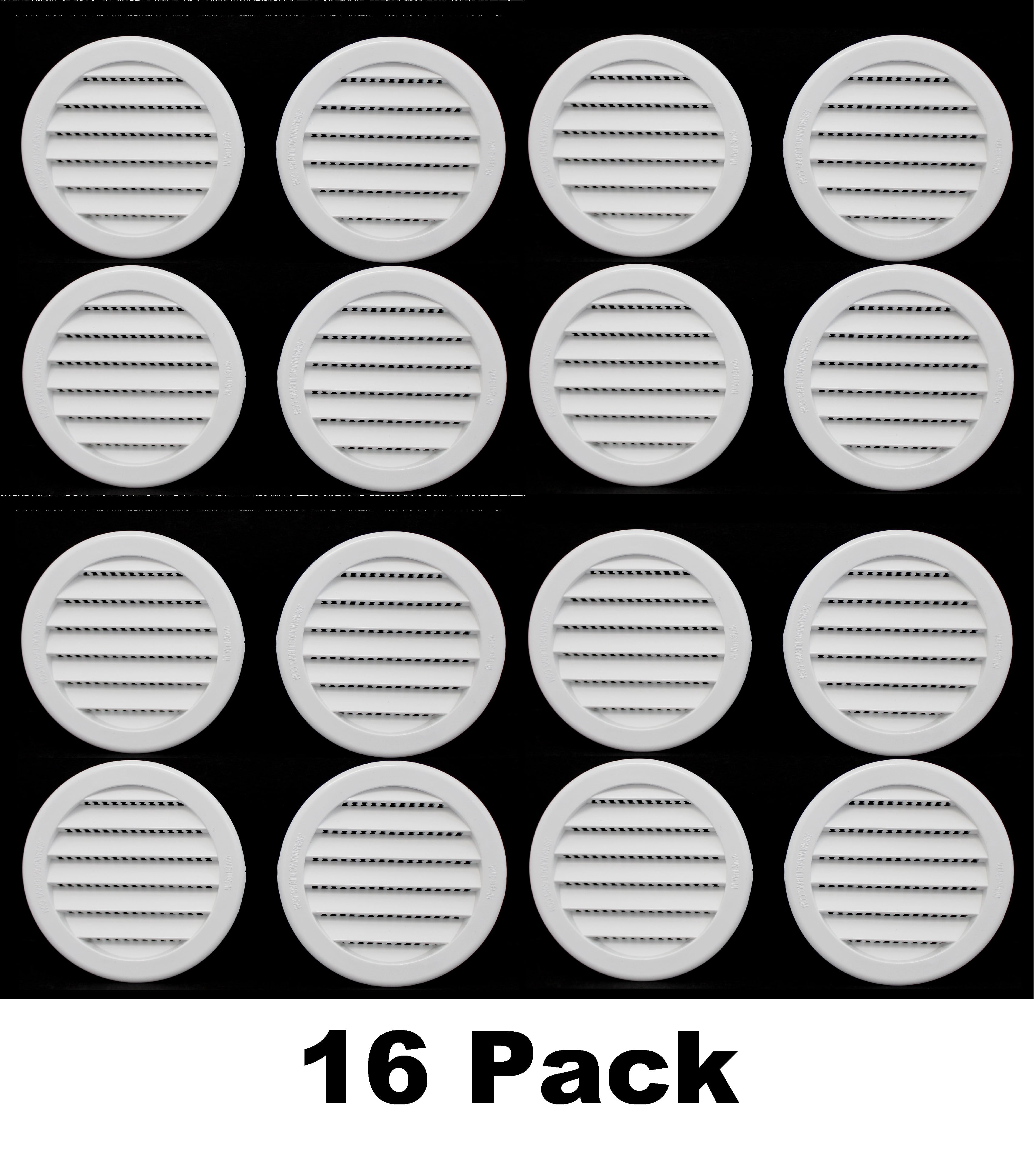 16 Pack 3" White Round Plastic Louver Soffit Air Vent