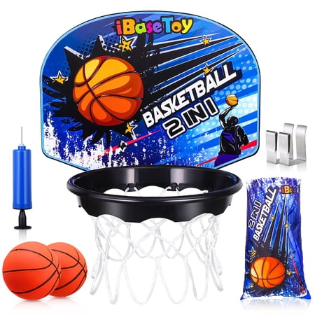 ETEREAUTY Indoor Basketball Hoop Set with Backboard and Foldable Basketball