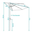 thumbnail image 4 of Sunnydaze 95.5" Navy Blue Solid Half-Octagon Wall Umbrella with Solar LEDs, 4 of 12