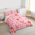 thumbnail image 4 of Feelyou Cute Princess Bowknot Bedding Comforter Set, Girly Pink Buffalo Plaid Twin Comforter Sets, Strawberry Love Heart Reversible Bedding Set, Ultra Soft Bedroom Decor, 2 Pieces, 4 of 9