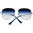 thumbnail image 4 of Samba Shades Unisex Classic Aviator Sunglasses Gold Frame Blue Lens - Glen & Ivy Sky Inspired, 4 of 5