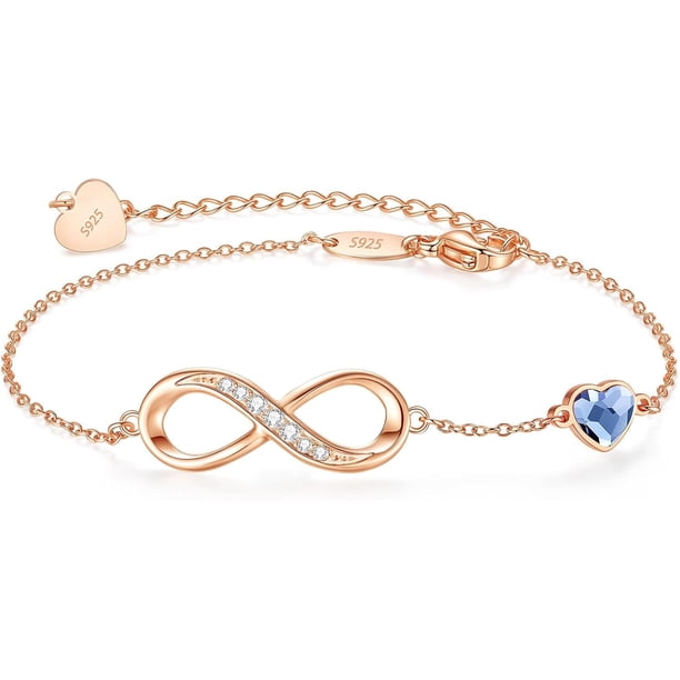 Pulsera Infinito y Corazón Mujer, Joyería Plata S925 Dama, Pulseras para Mujer Ajustable, Regalos para Mujer, Cumpleaños, San Valentín, Día de las Madres y Mamá, Caja de Embalaje y Tar