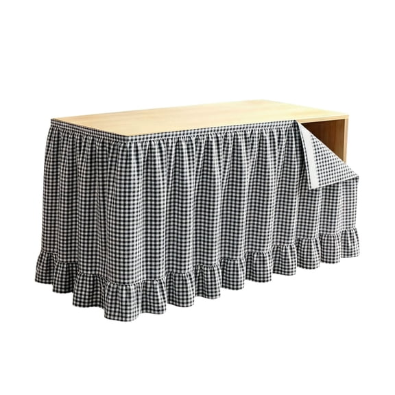 75x180cm Black Pleated Ruffled Teacher Desk Skirt Washable Table Cover For Back To School Classroom Kitchen Party Cabinet Decoration