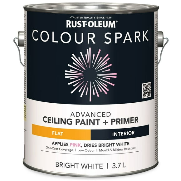 Rust-Oleum Colour Spark™ Peinture + Apprêt, Peinture pour plafond Mat, Blanc 3,78L 3,78L