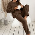 thumbnail image 2 of Previn Women's Cute Fuzzy Pajama Set Fleece Fuzzy Pj Soft Long Sleeve Stretchy Comfy Casual Pant Warm 2 Piece Warm Winter Plush Sleepwear Coffee Large, 2 of 4