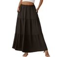 thumbnail image 2 of Womens Floral Midi Skirt with Pockets High Elastic Waist Flowy Ruffle Casual Summer Boho Aline Skirts Coffee S, 2 of 6