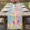 thumbnail image 4 of Colorful Easter Table Runner 48 Inches, Spring Watercolor Bunny Egg Flower Wood Grain Bed Runner Dresser Scarves Tabletop for Indoor Outdoor Parties/Ceremony/Banquet, 13" x 48", 4 of 8