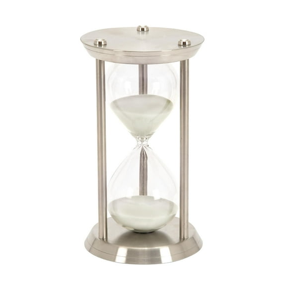DecMode 7" x 12" Silver Metal Hourglass Sand Timer, 1-Piece