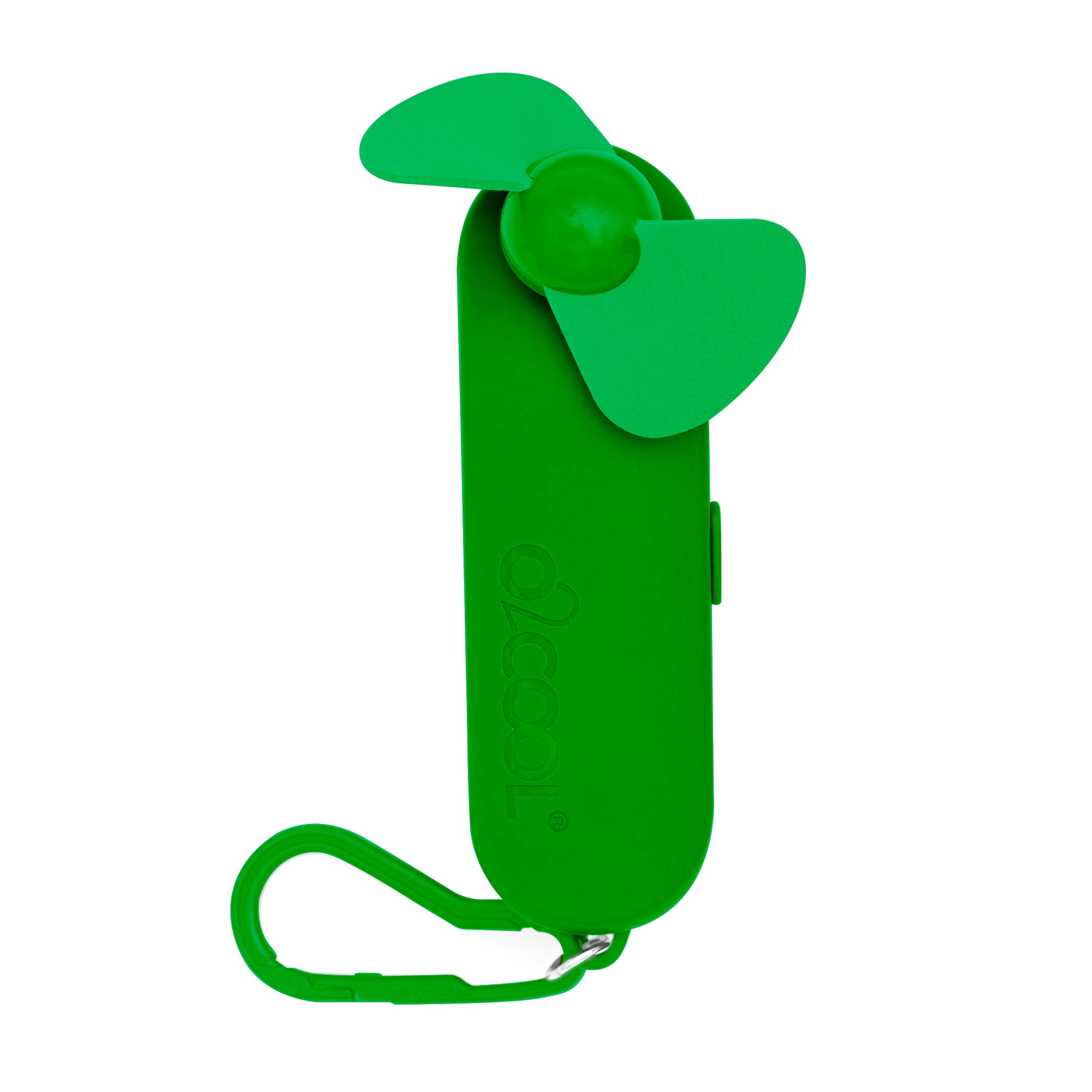 O2COOL 2 inch Pocket Carabiner Personal Fan with Batteries, Green
