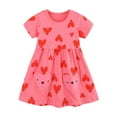 thumbnail image 2 of JUoaLXG Baby Girls Casual Dresses Valentine'S Day Heart Print Crew Neck Short Sleeve Stylish Dress Holiday Wear,Pink,1-2 Years, 2 of 9