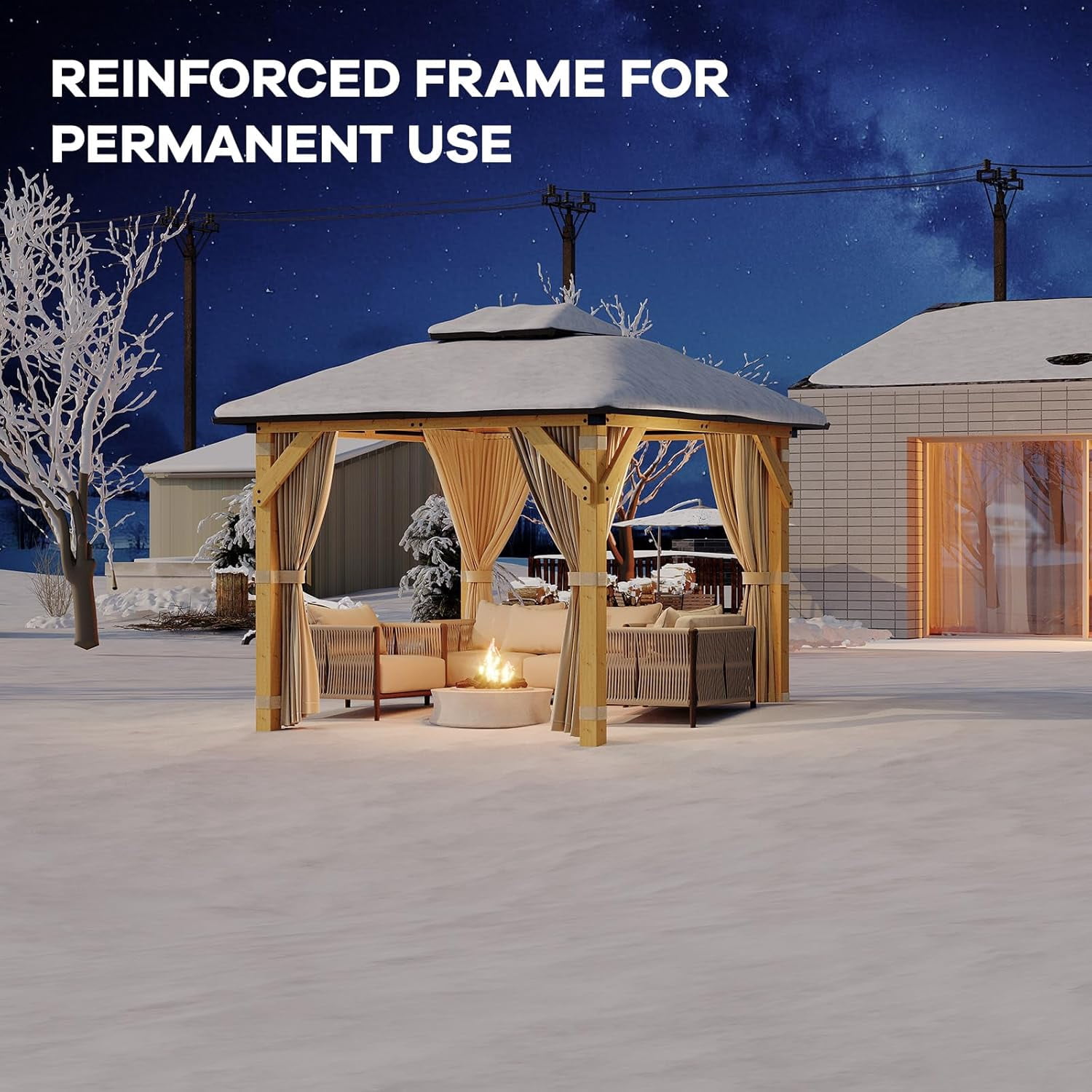 10x10 Ft Hardtop Gazebo with Double Galvanized Steel Roof & Aluminum Frame – Includes Nettings and Curtains for Patio, Backyard, Garden, Deck, or Outdoor Events (Khaki)