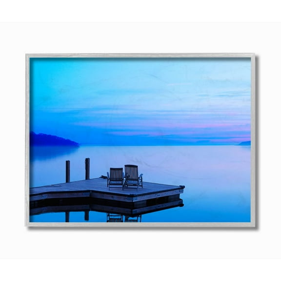Stupell Industries Lake Landscape Purple Blue Photograph Gray Framed Art Print Wall Art, 11x14, by James McLoughlin