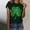 A1351 Green, variant on St. Patrick's Day Shirt for Women Distressed Four Leaf Clover Graphic T-Shirt Short Sleeve Crewneck Loose Fit Festival Apparel Gift