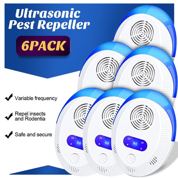 Ultrasonic Pest Repeller Electronic Plug in Indoor Pest Repellent, Variable frequency Pest Control for Home, Office, Warehouse, Hotel （6 pack)