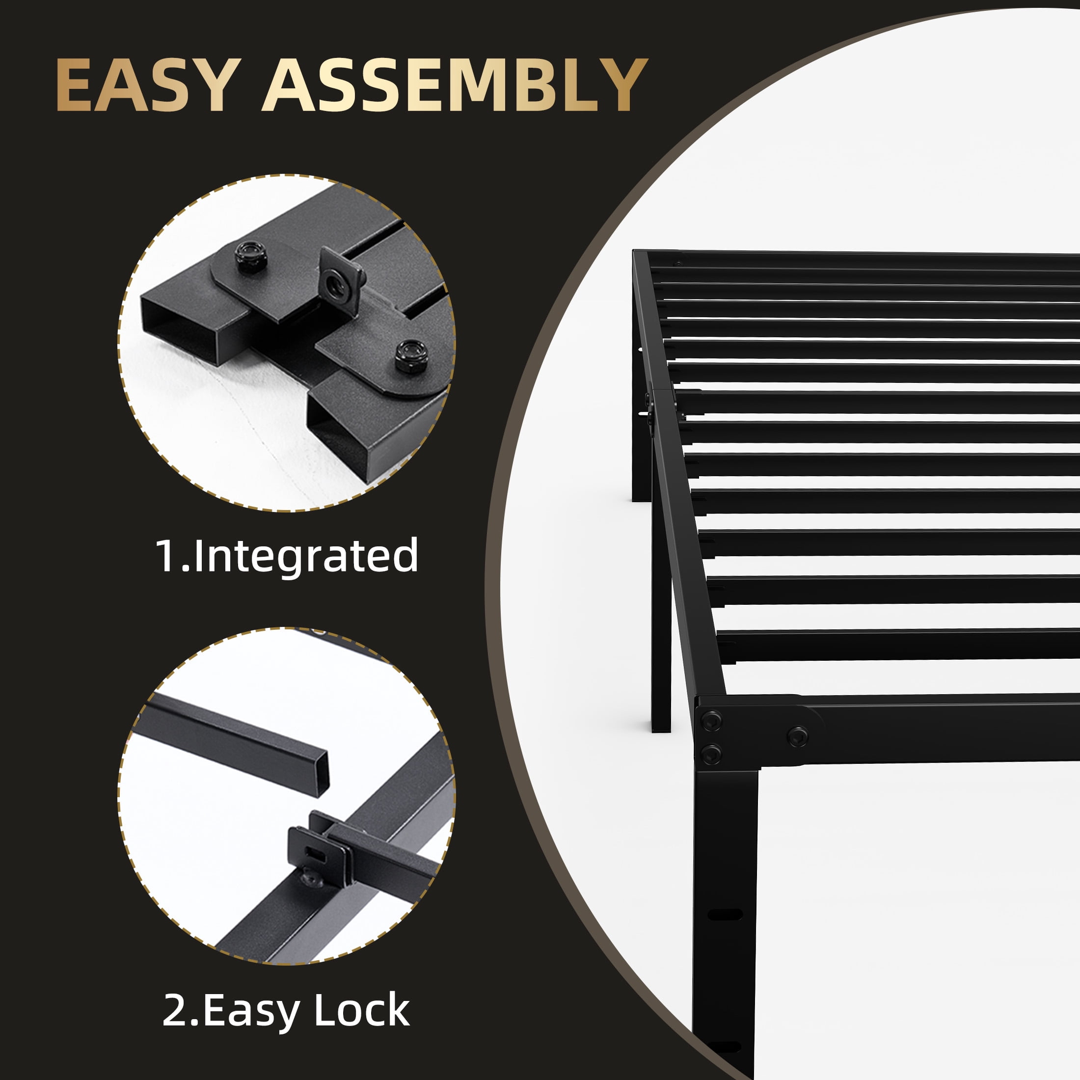 EDX 12 Inch Metal Platform Bed Frame with Steel Slats, No Box Spring Needed, Noise Free, Easy Assembly, Twin