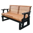 thumbnail image 4 of YTGLEN 2 Person Outdoor Glider Bench, Wooden Outdoor Furniture with Cup Holders for Backyard, Garden, Porch, Dark Grey and Brown, 4 of 8