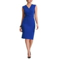 thumbnail image 1 of Allegra K Robe Crayon pour Femmes Sans Manches Col en V Ceinturée Robe de Travail m Bleu Royal, 1 of 6