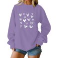 thumbnail image 4 of Mceream Valentines Chandails en Molleton pour Femmes Mode Décontractée Imprimé Cœur Graphique Manches Longues Chemises Col Rond Surdimensionné Chandail Tops Grande Taille Violet P, 4 of 5