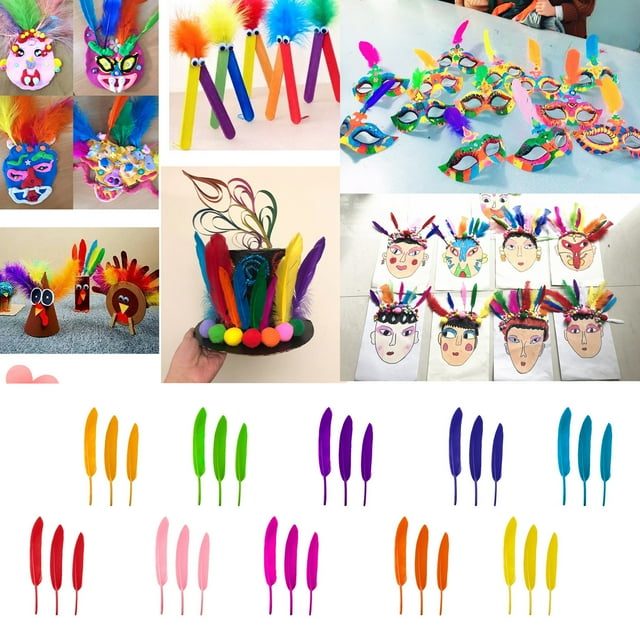 Qaailabf Colorful Feather Assortment, 50 Pieces Small Straight Knife Simulation Feathers, 10-15cm Length, Bright Colors for DIY Crafts, Kindergarten Projects, Decoration, Brooch Making