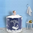 thumbnail image 4 of Folding Bathtub Portable Adult Spa Bath Tub Soaking Tub Hot Ice Bathtub Kids Pool, Blue Whale, 4 of 10