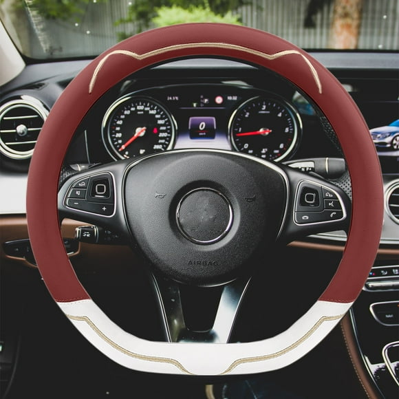 Housse de Volant en Silicone Antidérapante 38cm Ajustement Universel pour Voitures - Design Léger et Mince pour Toutes Saisons, Facile à Nettoyer Akmoler / Pu, Café