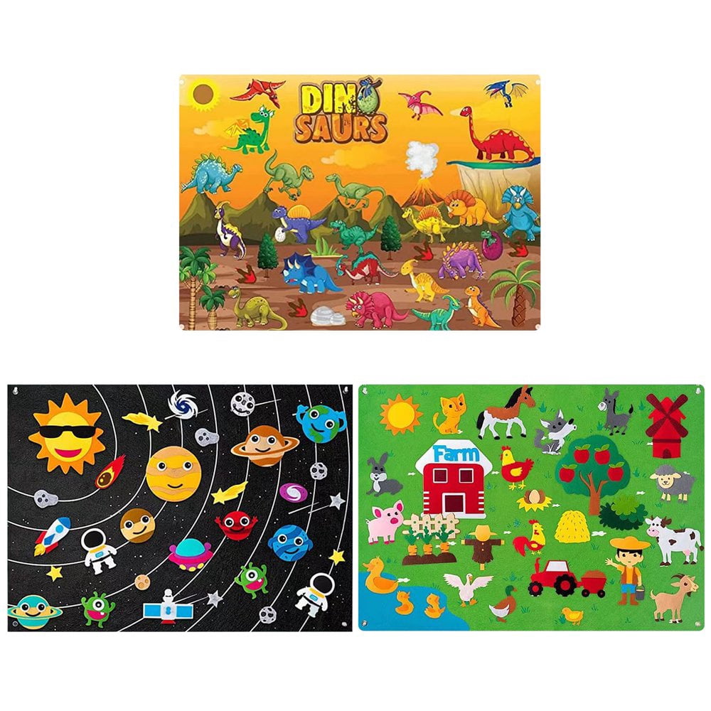 Tableau En Feutre Animaux De La Ferme 41x30 Pouces – Jeu Interactif D'apprentissage – Noël, Famille