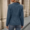 thumbnail image 6 of Women's Faux Suede Leather Jackets Lapel Long Sleeve Open Front Outwear Stylish Casual Fall Winter Cardigan (M, Blue), 6 of 9