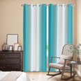 thumbnail image 3 of Ombre Turquoise Kitchen Curtains 96 Inch Length, Gradient White Abstract Minimalist Stripe Grommet Top Bedroom Living Room Curtains, Light Filtering Cafe Curtain Drapes 2 Panels Set 104''x96'', 3 of 9