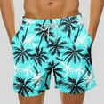 thumbnail image 2 of hlysgo Swim Trunks for Men with Pockets Drawstring Palm Tree Printed Beach Shorts Quick Dry Hawaiian Swimming Trunks Summer Vacation Swimwear Light Green M, 2 of 5
