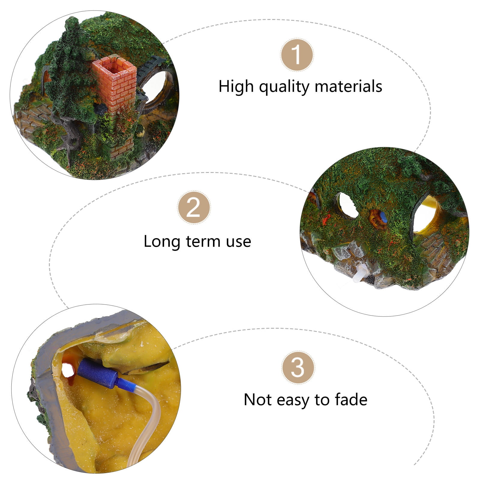 Tineasur Aquarium Rockery Ornament Castle Shape Resin 1Pack