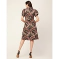 thumbnail image 2 of Moomaya Womens Printed Lapel Collar Dress Puffed Sleeves Knee Dress With Pockets, 2 of 8
