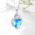 thumbnail image 6 of Juwaliy Couple Necklace for Women 925 Sterling Silver 15MM Heart March Birthstone Rose Flower Pendant Wedding Engagement Jewelry Valentine's Day Gifts for Wife Bride Her, 6 of 10