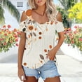 thumbnail image 2 of perfectbot Womens Floral Print Blouses Summer Relaxed Fit Shirts Short Sleeve Hollow Out V-Neck Casual Tops S-XXL, 2 of 6