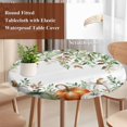 thumbnail image 4 of Thanksgiving Round Tablecloth, Fitted Table Cover with Elastic for 55"-60" Round Tables, Fall Sage Green White Pumpkin Maple Leaf Table Cloth Outdoor Indoor Dinning Party Waterproof Tablecloths, 4 of 7