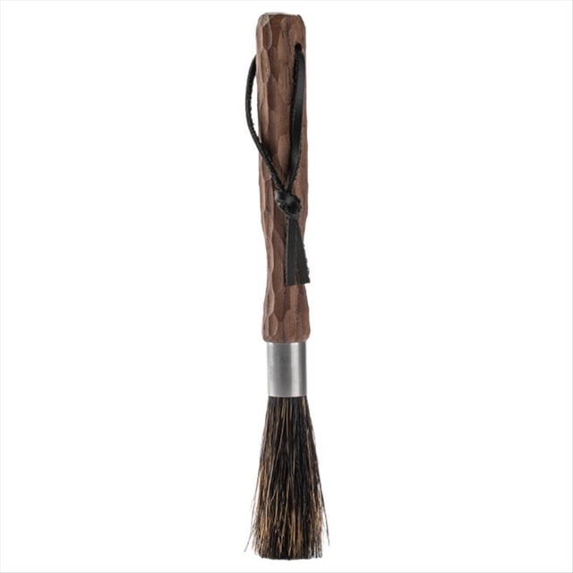 Cepillo para Café Profesional, Cepillo para Molinillo de Café de Cerdas Naturales, Cepillo para Café Expreso con Manejar de Nogal y Cordón para