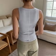 thumbnail image 4 of Soyumi Women Tank Top with Built-in Padded Bra Adjustable Wide Strap V-Neck Camisole Cotton Cami Shirts Summer Beach Vest Workout Going Out Y2K Cute Shirts, Gray, 4 of 6