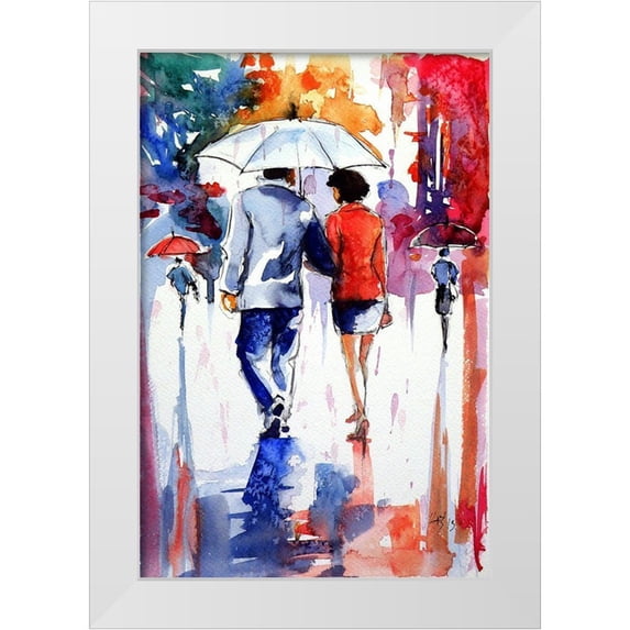 Kovacs, Anna Brigite 17x24 White Modern Wood Framed Museum Art Print Titled - Walk in the Rain I